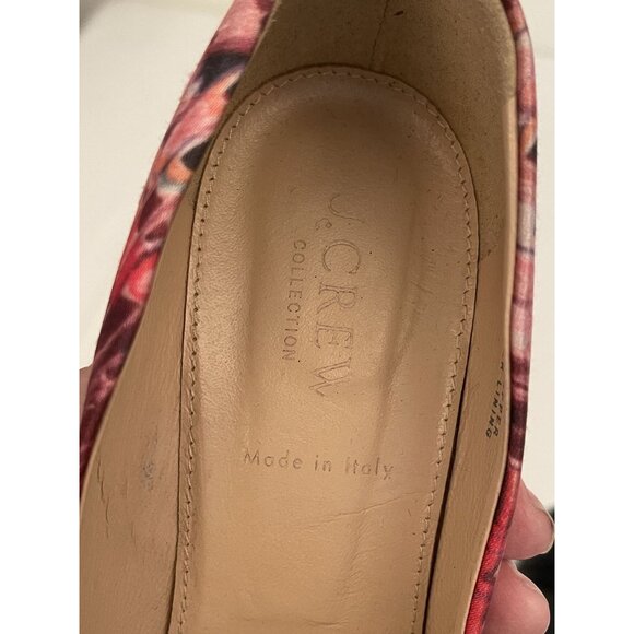 J.Crew Fabric Leather Pink Floral Made in Italy Pointy Toe Pumps Heels Women's 7 - Picture 8 of 10